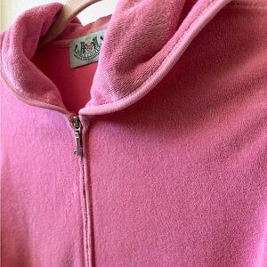 VINTAGE Juicy Couture Pink Terry Cloth Hoodie - Made in Glamorous USA